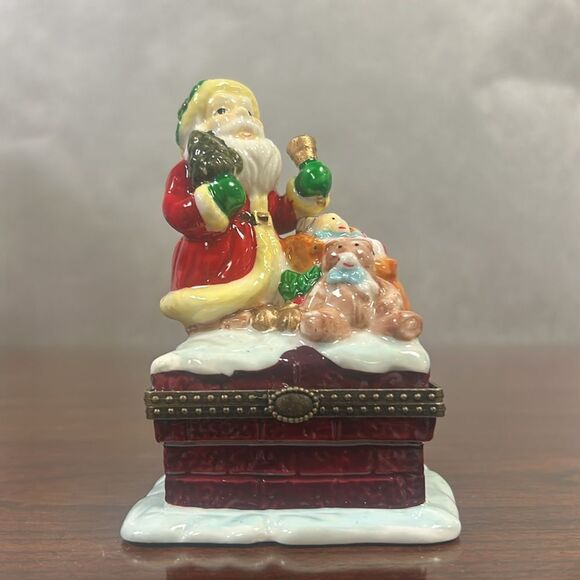 Kurt S. Adler Santa Porcelain Hinged Box. kk141 - Picture 1 of 6